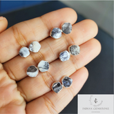 Raw Dendrite Opal Stud Earrings, Electroplated Studs Earrings, Gemstone Studs, Silver Plated Earring, Opal Stud Earrings, Fashion Earrings